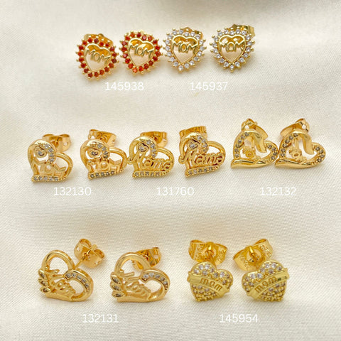 40 Assorted Stud Earrings Mom, Mama, Mothers Styles in Oro Laminado for $100 ($2.50ea) ea in Gold Layered