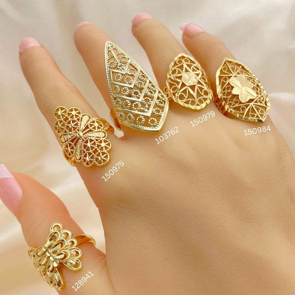 20 Assorted Filigree Lace Rings in Oro Laminado for $100 ($5.00ea) ea in Gold Layered