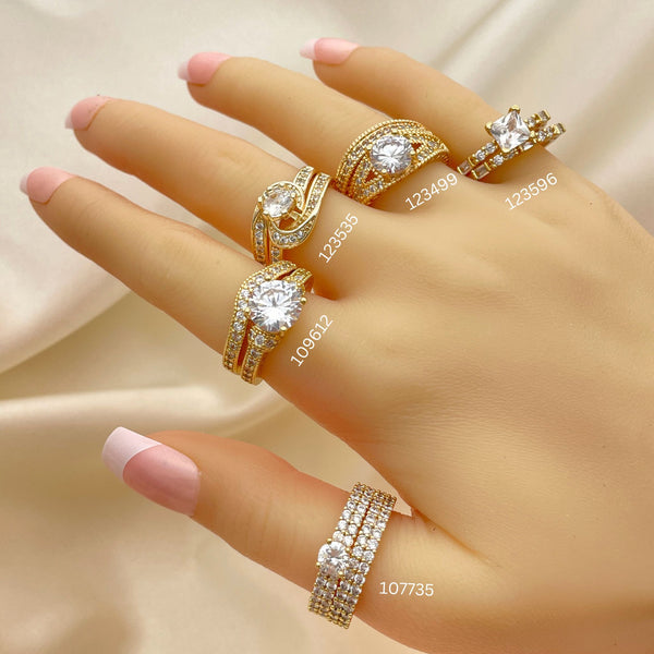 Gold Filled Ring — 15 Assorted Bridal 2pc Wedding and Engagement Rings — main product view — SKU 152464 | Oro Laminado anillo — 15 Assorted Bridal 2pc Wedding and Engagement Rings — SKU 152464