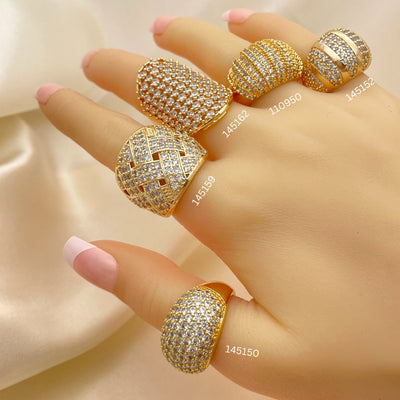Gold Filled Ring — 12 Assorted Large Dome Zirconia Rings in for for wholesale, main product view
