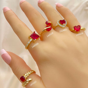 Gold Filled Ring — 20 Assorted Garnet and Red Zirconia Rings in — main product view — SKU 152473 | Oro Laminado anillo — 20 Assorted Garnet and Red Zirconia Rings in — SKU 152473
