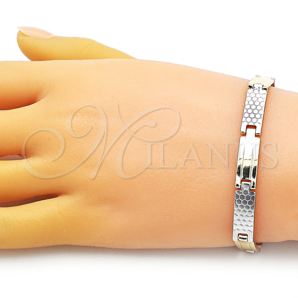 Gold Filled Bracelet — Solid Bracelet Polished Tricolor 03. 07 MM Thickness — alternate product view — SKU 152476 | Oro Laminado brazalete — Solid Bracelet pulido Tricolor 03. 07 MM Thickness — SKU 152476