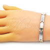 Oro Laminado Solid Bracelet, Gold Filled Style Polished, Tricolor, 03.102.0061.08 (07 MM Thickness, 8 Inches Length)