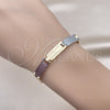 Oro Laminado Solid Bracelet, Gold Filled Style Polished, Tricolor, 03.102.0061.08 (07 MM Thickness, 8 Inches Length)