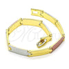 Oro Laminado Solid Bracelet, Gold Filled Style Polished, Tricolor, 03.102.0061.08 (07 MM Thickness, 8 Inches Length)