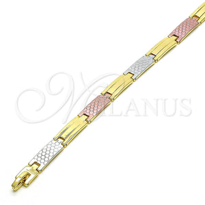 Gold Filled Bracelet — Solid Bracelet Polished Tricolor 03. 07 MM Thickness — main product view — SKU 152476 | Oro Laminado brazalete — Solid Bracelet pulido Tricolor 03. 07 MM Thickness — SKU 152476