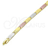 Oro Laminado Solid Bracelet, Gold Filled Style Polished, Tricolor, 03.102.0061.08 (07 MM Thickness, 8 Inches Length)