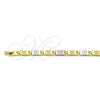 Oro Laminado Solid Bracelet, Gold Filled Style Greek Key Design, Polished, Tricolor, 03.102.0063.08 (07 MM Thickness, 8 Inches Length)