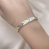 Oro Laminado Solid Bracelet, Gold Filled Style Diamond Cutting Finish, Tricolor, 03.102.0064.08 (07 MM Thickness, 8 Inches Length)