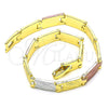 Oro Laminado Solid Bracelet, Gold Filled Style Diamond Cutting Finish, Tricolor, 03.102.0064.08 (07 MM Thickness, 8 Inches Length)