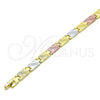 Oro Laminado Solid Bracelet, Gold Filled Style Diamond Cutting Finish, Tricolor, 03.102.0064.08 (07 MM Thickness, 8 Inches Length)