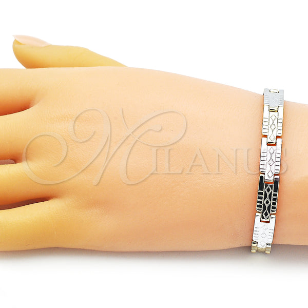 Gold Filled Bracelet — Solid Bracelet Diamond Cutting Tricolor 03. 07 MM — alternate product view — SKU 152480 | Oro Laminado brazalete — Solid Bracelet Diamond Cutting Tricolor 03. 07 MM — SKU 152480