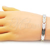 Oro Laminado Solid Bracelet, Gold Filled Style Diamond Cutting Finish, Tricolor, 03.102.0065.08 (07 MM Thickness, 8 Inches Length)