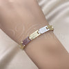Oro Laminado Solid Bracelet, Gold Filled Style Diamond Cutting Finish, Tricolor, 03.102.0065.08 (07 MM Thickness, 8 Inches Length)