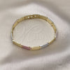 Oro Laminado Solid Bracelet, Gold Filled Style Diamond Cutting Finish, Tricolor, 03.102.0065.08 (07 MM Thickness, 8 Inches Length)