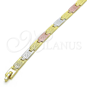 Gold Filled Bracelet — Solid Bracelet Diamond Cutting Tricolor 03. 07 MM — main product view — SKU 152480 | Oro Laminado brazalete — Solid Bracelet Diamond Cutting Tricolor 03. 07 MM — SKU 152480