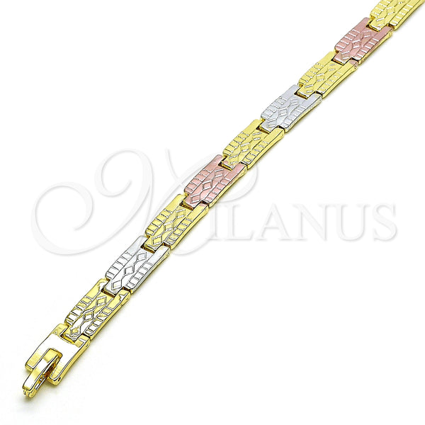Gold Filled Bracelet — Solid Bracelet Diamond Cutting Tricolor 03. 07 MM — main product view — SKU 152480 | Oro Laminado brazalete — Solid Bracelet Diamond Cutting Tricolor 03. 07 MM — SKU 152480