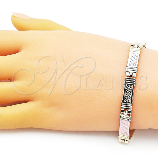 Gold Filled Bracelet — Solid Bracelet Diamond Cutting Tricolor 03. 07 MM — alternate product view — SKU 152481 | Oro Laminado brazalete — Solid Bracelet Diamond Cutting Tricolor 03. 07 MM — SKU 152481