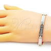Oro Laminado Solid Bracelet, Gold Filled Style Diamond Cutting Finish, Tricolor, 03.102.0066.08 (07 MM Thickness, 8 Inches Length)