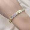 Oro Laminado Solid Bracelet, Gold Filled Style Diamond Cutting Finish, Tricolor, 03.102.0066.08 (07 MM Thickness, 8 Inches Length)