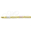 Oro Laminado Solid Bracelet, Gold Filled Style Diamond Cutting Finish, Tricolor, 03.102.0066.08 (07 MM Thickness, 8 Inches Length)