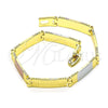 Oro Laminado Solid Bracelet, Gold Filled Style Diamond Cutting Finish, Tricolor, 03.102.0066.08 (07 MM Thickness, 8 Inches Length)
