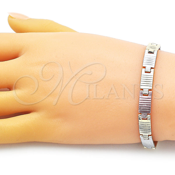 Gold Filled Bracelet — Solid Bracelet Diamond Cutting Tricolor 03. 07 MM — alternate product view — SKU 152482 | Oro Laminado brazalete — Solid Bracelet Diamond Cutting Tricolor 03. 07 MM — SKU 152482