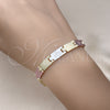 Oro Laminado Solid Bracelet, Gold Filled Style Diamond Cutting Finish, Tricolor, 03.102.0067.08 (07 MM Thickness, 8 Inches Length)