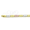 Oro Laminado Solid Bracelet, Gold Filled Style Diamond Cutting Finish, Tricolor, 03.102.0067.08 (07 MM Thickness, 8 Inches Length)