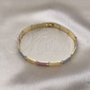 Oro Laminado Solid Bracelet, Gold Filled Style Diamond Cutting Finish, Tricolor, 03.102.0067.08 (07 MM Thickness, 8 Inches Length)