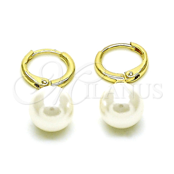 Gold Filled Ring — Dangle Earring Ball Design with Ivory Mother of — main product view — SKU 152485 | Oro Laminado anillo — Dangle Earring Ball diseño with Ivory Mother of — SKU 152485