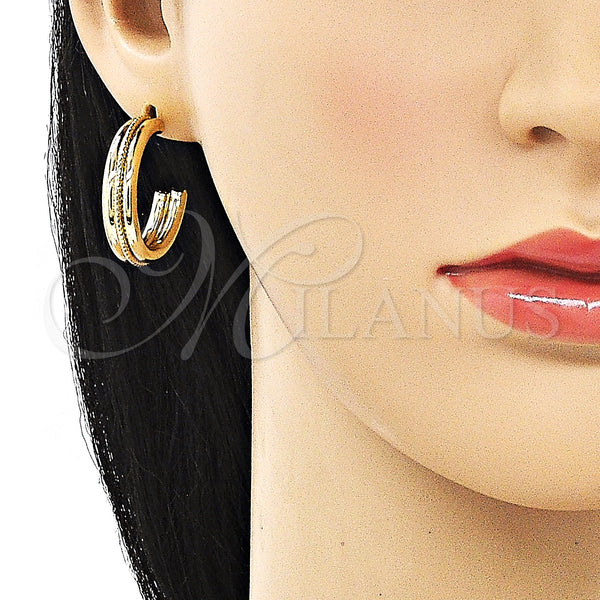 Gold Filled Hoop Earrings — Medium Hoop Diamond Cutting 02. — alternate product view — SKU 152487 | Oro Laminado aretes de aro — Medium Hoop Diamond Cutting 02. — SKU 152487