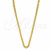 Stainless Steel Basic Necklace, Miami Cuban Design, Black Polished, Golden Finish, 04.113.1762.28 (04 MM Thickness, 28 Inches Length)