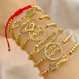 Gold Filled Bracelet — 20 Mothers Day Bracelets Mom Mama in Assorted — main product view — SKU 152523 | Oro Laminado brazalete — 20 Mothers Day Bracelets Mom Mama in Assorted — SKU 152523