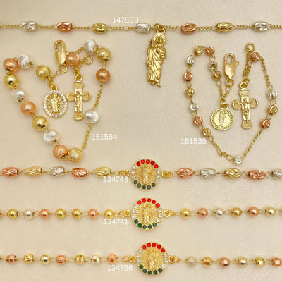 Gold Filled Bracelet — 20 Religious San Judas Rosary Bracelets in Assorted for wholesale, main product view
