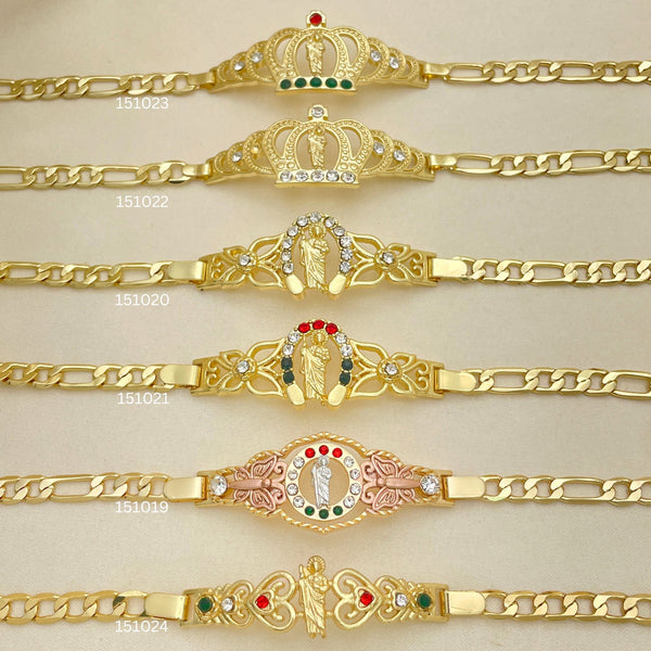 20 Religious San Judas Plaque ID Bracelets in Oro Laminado Assorted ($5.00 each) for $100 Gold Layered