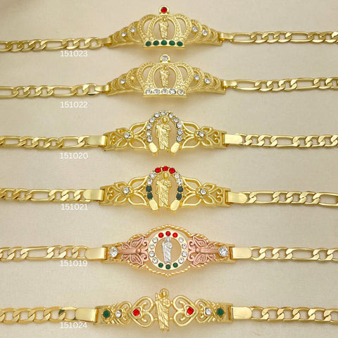 20 brazaletes de identificación con placa religiosa de San Judas en oro laminado surtido ($5.00 cada uno) por $100 en oro laminado 