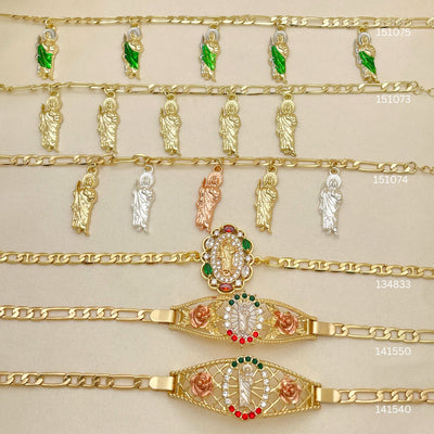 Gold Filled Bracelet — 20 Religious San Judas Charm and Fancy Bracelets for wholesale, main product view