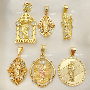Gold Filled Pendant — 25 San Judas Medium Pendants in for $ — main product view — SKU 152540 | Oro Laminado dije — 25 San Judas Medium Pendants in for $ — SKU 152540
