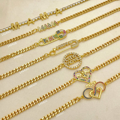 Gold Filled Bracelet — 20 Mothers Day Bracelets Mom Mama in Assorted for wholesale, main product view