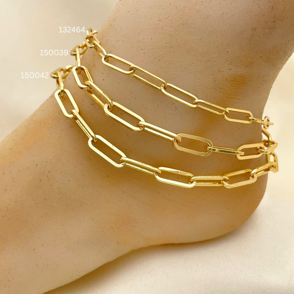 Gold Filled Anklet — 20 Assorted Paperclip Link Anklets in Assorted $5.00 — main product view — SKU 152559 | Oro Laminado tobillera — 20 Assorted Paperclip Link Anklets in Assorted $5.00 — SKU 152559