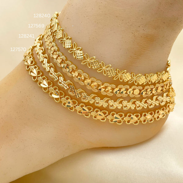 Gold Filled Anklet — 20 Assorted Designed DC Link Anklets in Assorted — main product view — SKU 152560 | Oro Laminado tobillera — 20 Assorted Designed DC Link Anklets in Assorted — SKU 152560