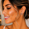 Oro Laminado Stud Earring, Gold Filled Style with Tanzanite Cubic Zirconia, Polished, Golden Finish, 02.09.0217.1