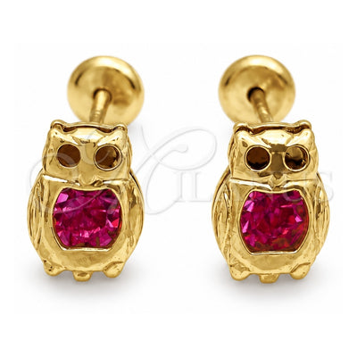 Oro Laminado Stud Earring, Gold Filled Style Bird Design, with Rose Cubic Zirconia, Polished, Golden Finish, 02.02.0515