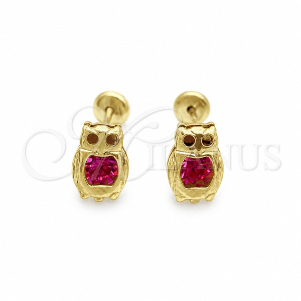 Oro Laminado Stud Earring, Gold Filled Style Bird Design, with Rose Cubic Zirconia, Polished, Golden Finish, 02.02.0515