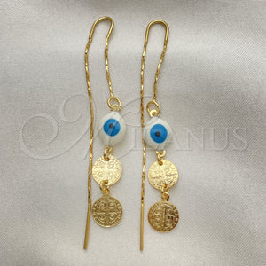 Gold Filled Ring — Threader Earring Evil Eye and San Benito Design — main product view — SKU 152571 | Oro Laminado anillo — Threader Earring Evil Eye and San Benito diseño — SKU 152571
