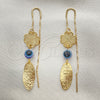 Oro Laminado Threader Earring, Gold Filled Style Evil Eye and Four-leaf Clover Design, Polished, Golden Finish, 02.02.0520