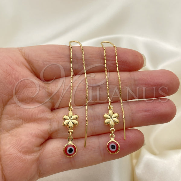 Gold Filled Ring — Threader Earring Evil Eye and Flower Design Polished — alternate product view — SKU 152574 | Oro Laminado anillo — Threader Earring Evil Eye and flor diseño pulido — SKU 152574