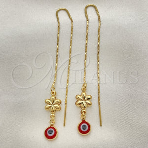 Gold Filled Ring — Threader Earring Evil Eye and Flower Design Polished — main product view — SKU 152574 | Oro Laminado anillo — Threader Earring Evil Eye and flor diseño pulido — SKU 152574