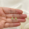 Oro Laminado Stud Earring, Gold Filled Style Cross Design, with Light Green Cubic Zirconia, Polished, Golden Finish, 02.02.0523.4